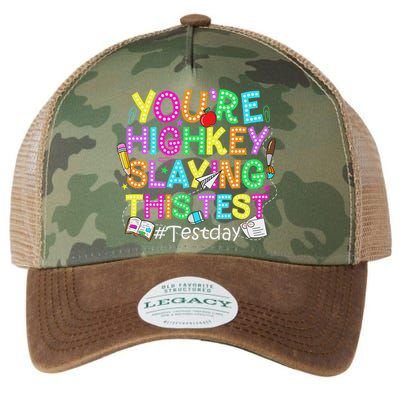 Test Day You're Highkey Slaying This Test Testing Teacher Legacy Tie Dye Trucker Hat
