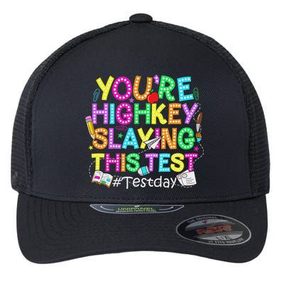 Test Day You're Highkey Slaying This Test Testing Teacher Flexfit Unipanel Trucker Cap