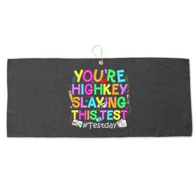 Test Day You're Highkey Slaying This Test Testing Teacher Large Microfiber Waffle Golf Towel
