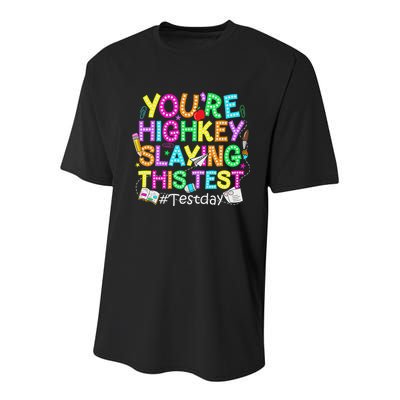 Test Day You're Highkey Slaying This Test Testing Teacher Youth Performance Sprint T-Shirt