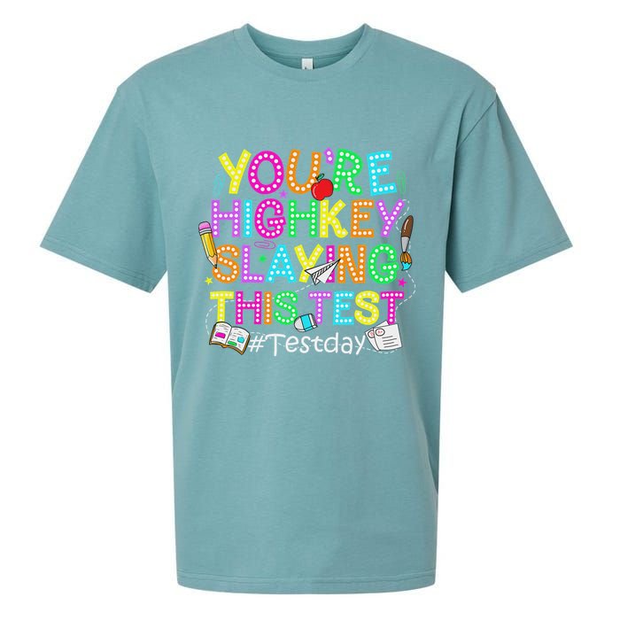 Test Day You're Highkey Slaying This Test Testing Teacher Sueded Cloud Jersey T-Shirt