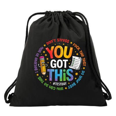 Test Day You Got This Rock The Test Teacher Testing Day Drawstring Bag