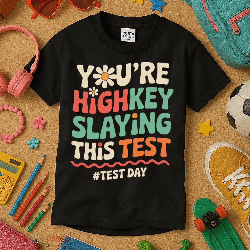 Test Day Youre Highkey Slaying This Test Teacher Kids T-Shirt
