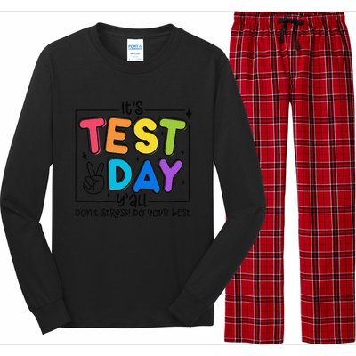 Testing Day YAll Rock The Test 1 2 3 Motivational Long Sleeve Pajama Set