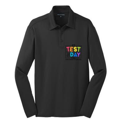 Testing Day YAll Rock The Test 1 2 3 Motivational Silk Touch Performance Long Sleeve Polo