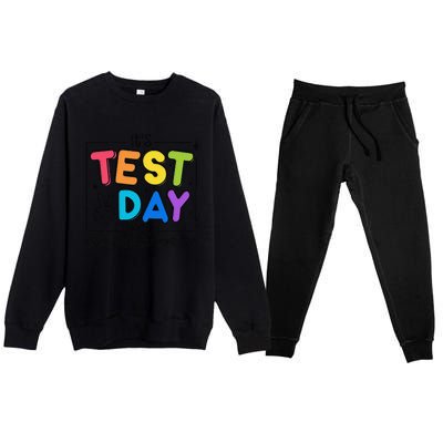 Testing Day YAll Rock The Test 1 2 3 Motivational Premium Crewneck Sweatsuit Set