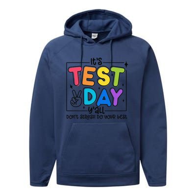 Testing Day YAll Rock The Test 1 2 3 Motivational Performance Fleece Hoodie