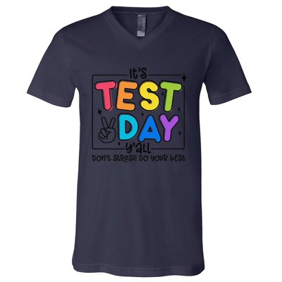 Testing Day YAll Rock The Test 1 2 3 Motivational V-Neck T-Shirt