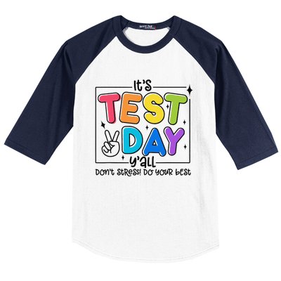 Testing Day YAll Rock The Test 1 2 3 Motivational Baseball Sleeve Shirt