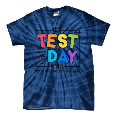 Testing Day YAll Rock The Test 1 2 3 Motivational Tie-Dye T-Shirt