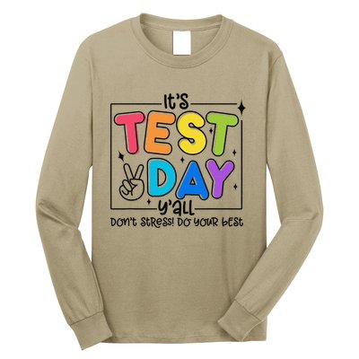 Testing Day YAll Rock The Test 1 2 3 Motivational Long Sleeve Shirt