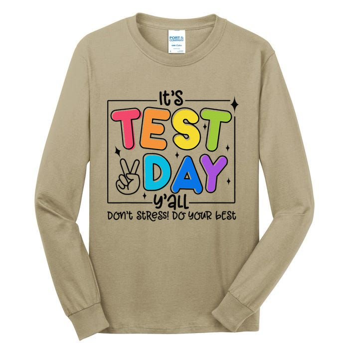 Testing Day YAll Rock The Test 1 2 3 Motivational Tall Long Sleeve T-Shirt