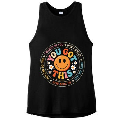 Test Day You Got This Rock The Test Teacher Testing Day Ladies PosiCharge Tri-Blend Wicking Tank