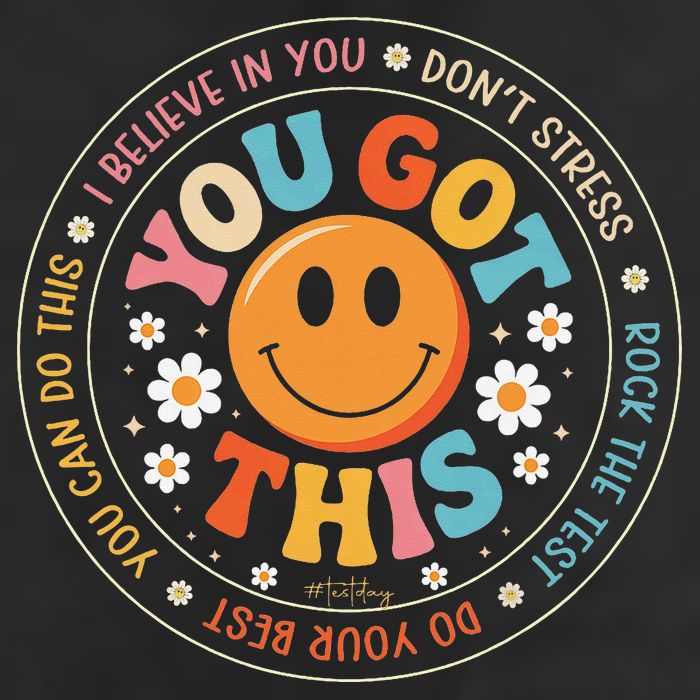 Test Day You Got This Rock The Test Teacher Testing Day 7 Panel Mesh Trucker Snapback Hat