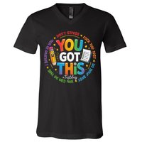 Test Day You Got This Rock The Test Teacher Testing Day V-Neck T-Shirt