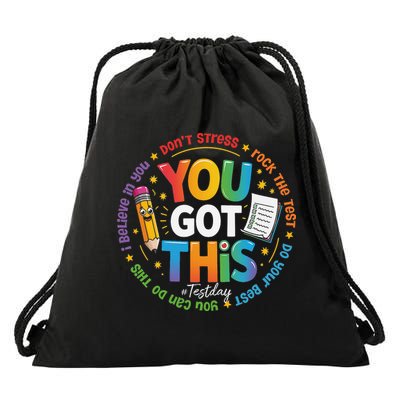 Test Day You Got This Rock The Test Teacher Testing Day Drawstring Bag