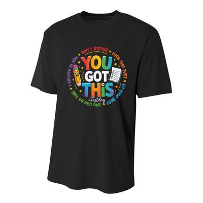 Test Day You Got This Rock The Test Teacher Testing Day Youth Performance Sprint T-Shirt