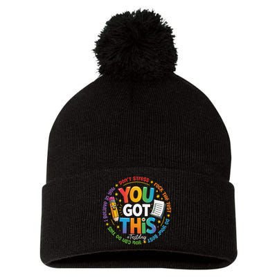 Test Day You Got This Rock The Test Teacher Testing Day Pom Pom 12in Knit Beanie