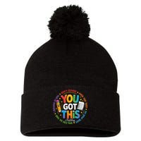 Test Day You Got This Rock The Test Teacher Testing Day Pom Pom 12in Knit Beanie