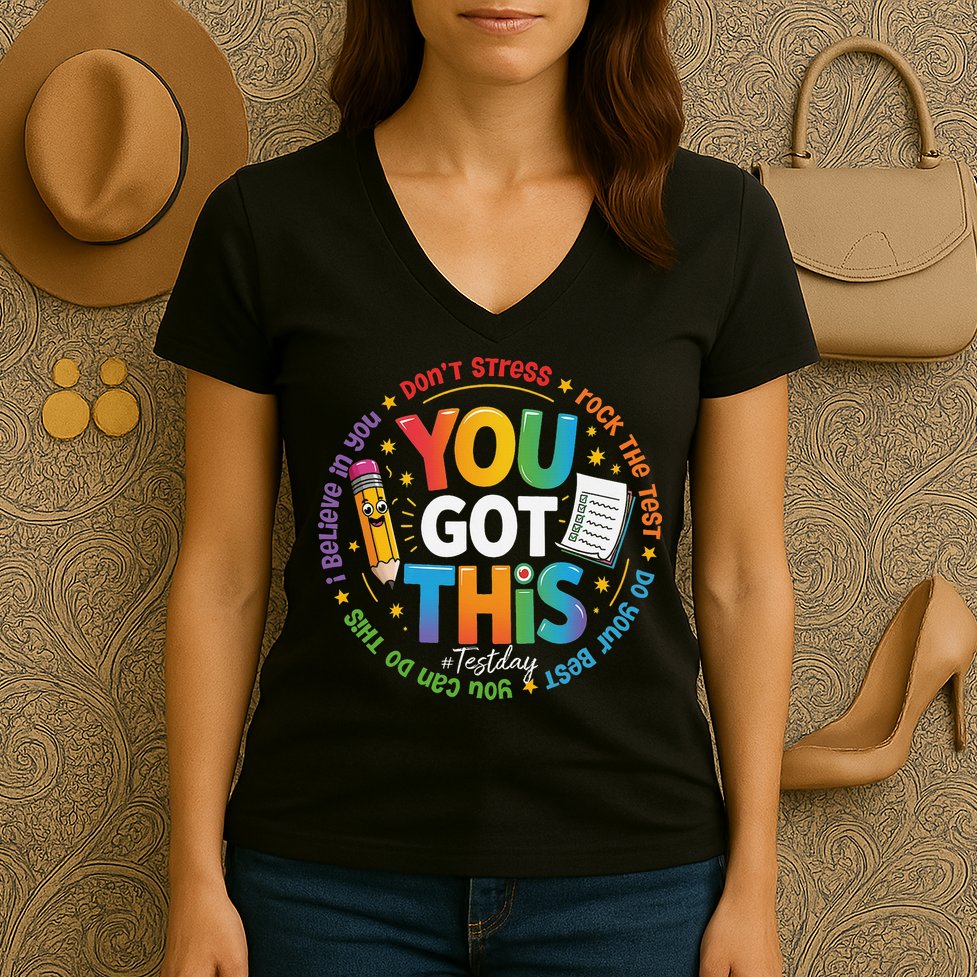 Test Day You Got This Rock The Test Teacher Testing Day Women's V-Neck T-Shirt