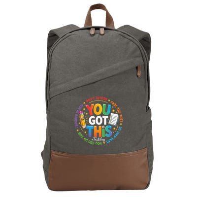Test Day You Got This Rock The Test Teacher Testing Day Cotton Canvas Backpack