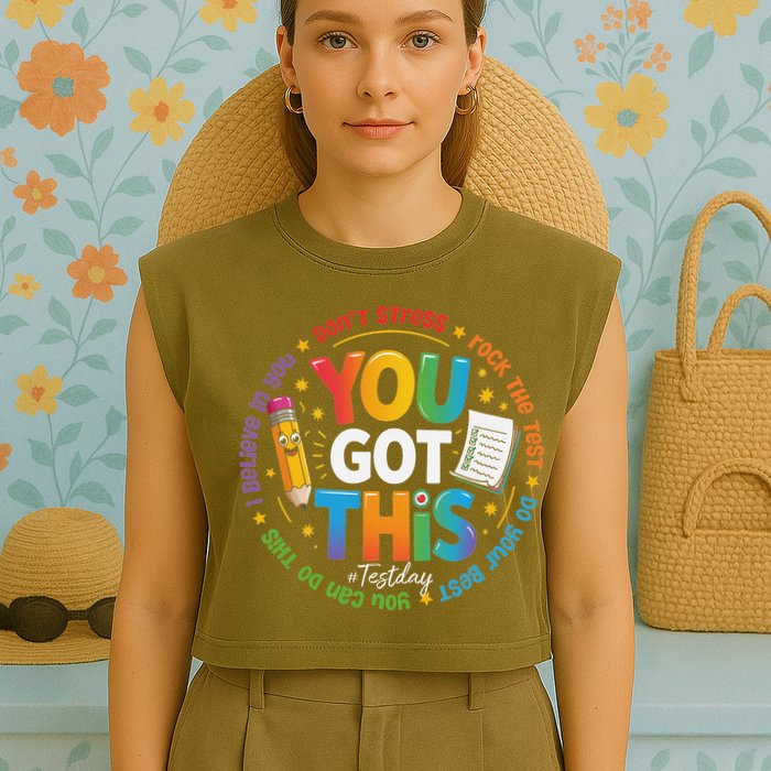 Test Day You Got This Rock The Test Teacher Testing Day Garment-Dyed Women's Muscle Tee