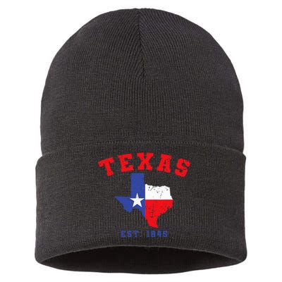 Texas Est. 1845 Texas Pride Home State Texan Sustainable Knit Beanie