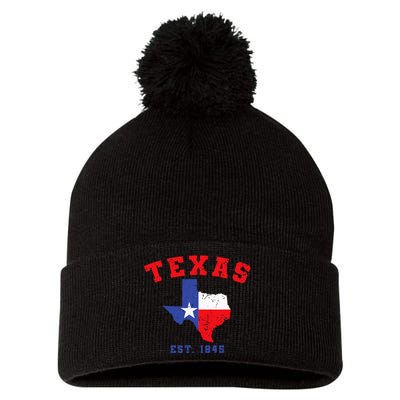 Texas Est. 1845 Texas Pride Home State Texan Pom Pom 12in Knit Beanie