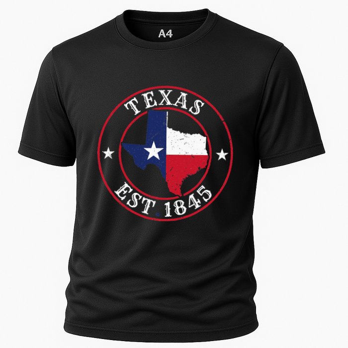 Texas Est 1845 Texan Home State Texas Pride Cooling Performance Crew T-Shirt