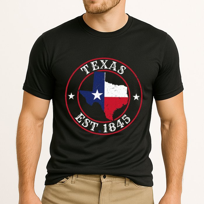 Texas Est 1845 Texan Home State Texas Pride Cooling Performance Crew T-Shirt