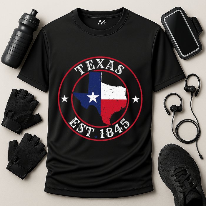 Texas Est 1845 Texan Home State Texas Pride Cooling Performance Crew T-Shirt