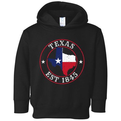 Texas Est 1845 Texan Home State Texas Pride Toddler Hoodie