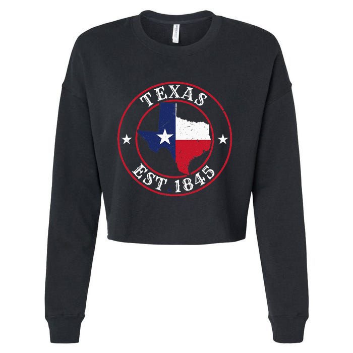 Texas Est 1845 Texan Home State Texas Pride Cropped Pullover Crew