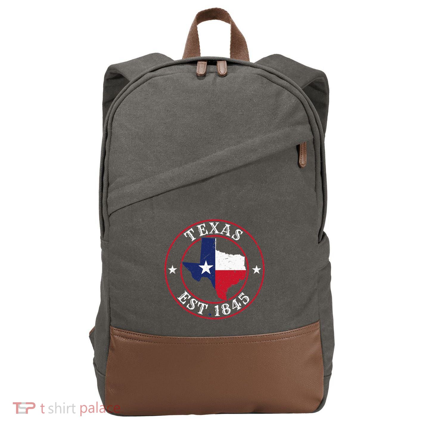 Texas Est 1845 Texan Home State Texas Pride Cotton Canvas Backpack
