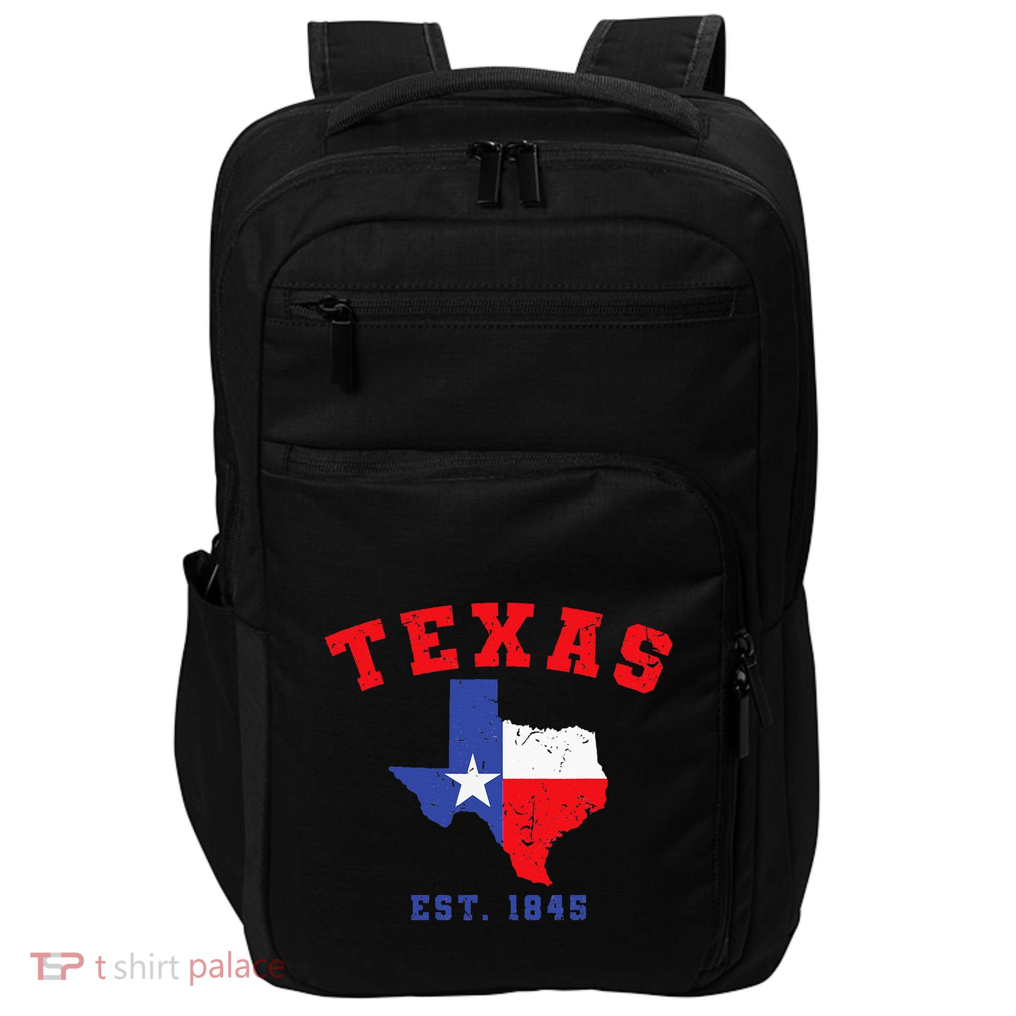 Texas Est 1845 Texas Pride Home State Texan Impact Tech Backpack
