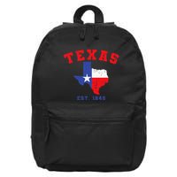 Texas Est 1845 Texas Pride Home State Texan 16 in Basic Backpack