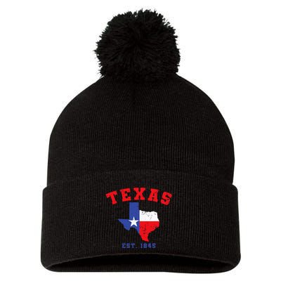 Texas Est 1845 Texas Pride Home State Texan Pom Pom 12in Knit Beanie