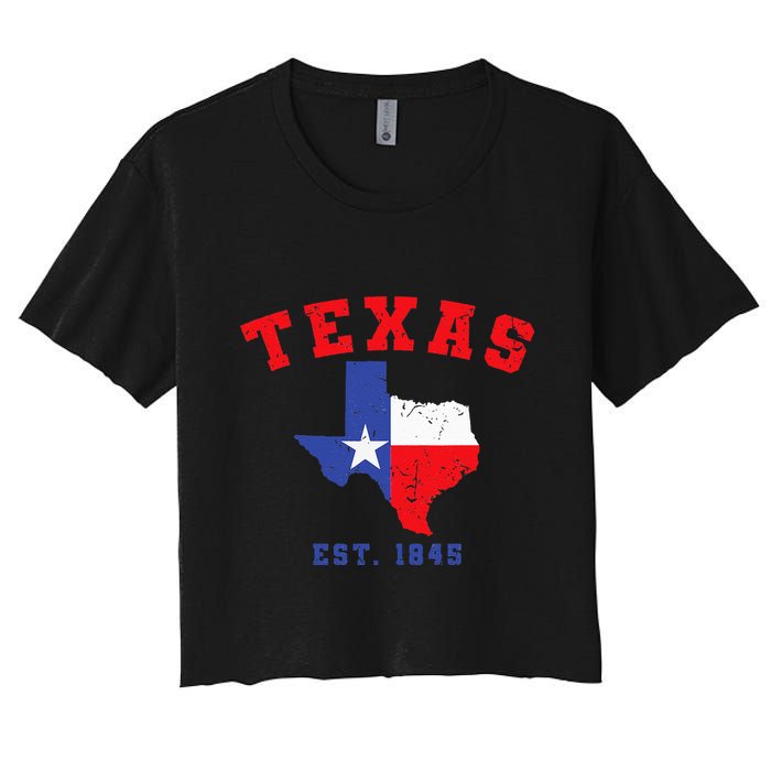 Texas Est 1845 Texas Pride Home State Texan Women's Crop Top Tee