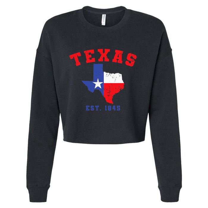 Texas Est 1845 Texas Pride Home State Texan Cropped Pullover Crew