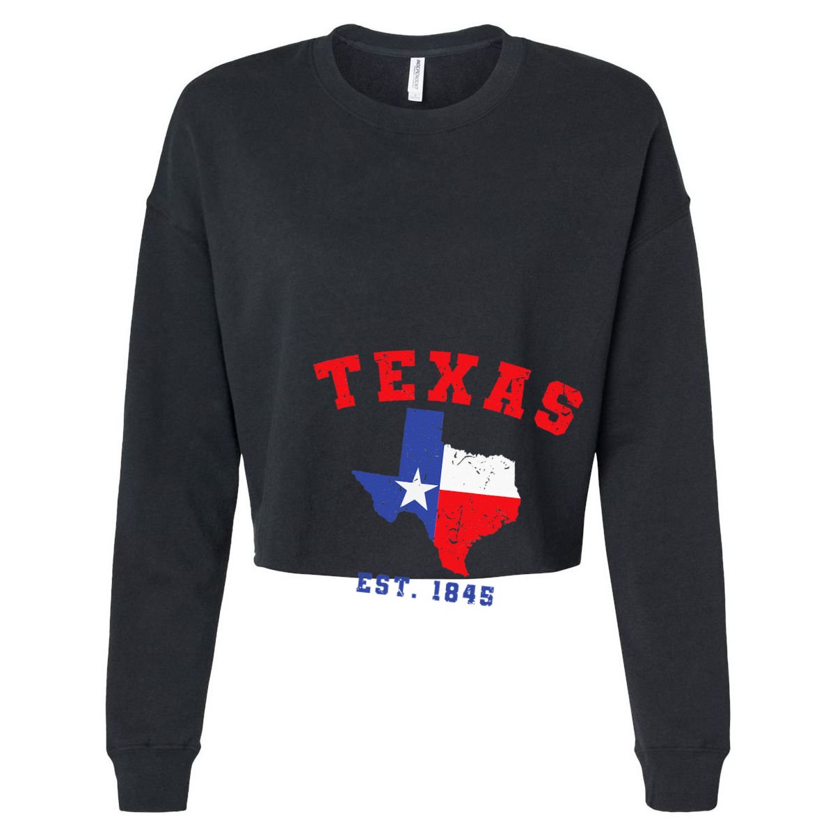 Texas Est 1845 Texas Pride Home State Texan Cropped Pullover Crew