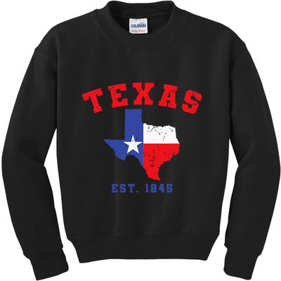 Texas Est 1845 Texas Pride Home State Texan Kids Sweatshirt