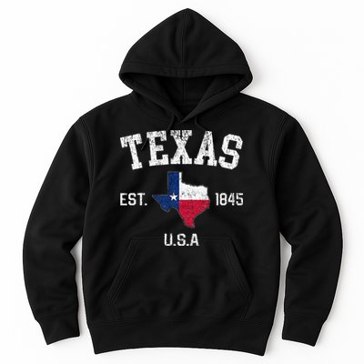 Texas Est 1845 Texas State Flag Map Texan Pride Hoodie