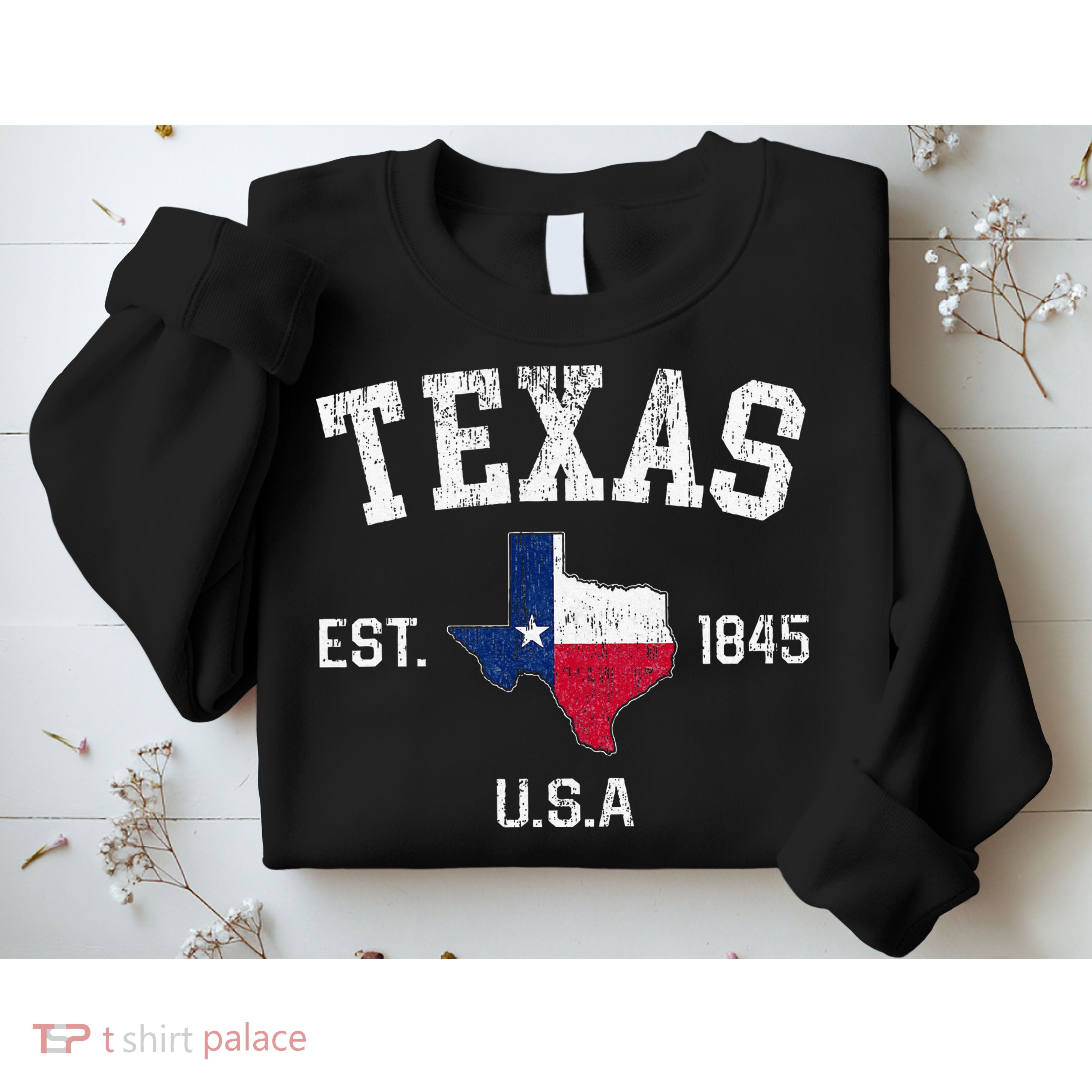 Texas Est 1845 Texas State Flag Map Texan Pride Sweatshirt