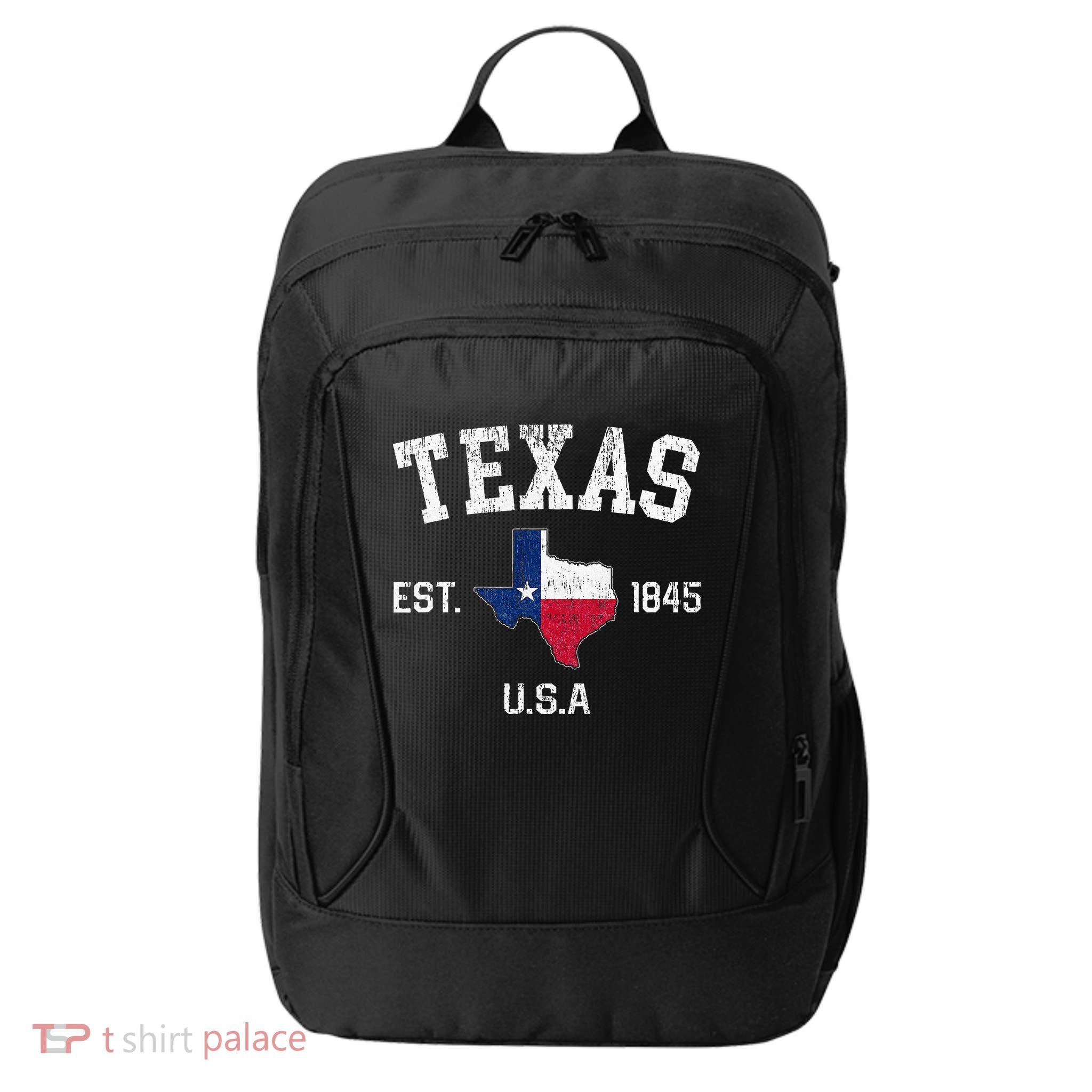 Texas Est 1845 Texas State Flag Map Texan Pride City Backpack