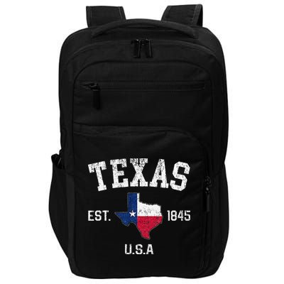 Texas Est 1845 Texas State Flag Map Texan Pride Impact Tech Backpack