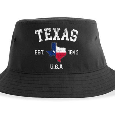 Texas Est 1845 Texas State Flag Map Texan Pride Sustainable Bucket Hat