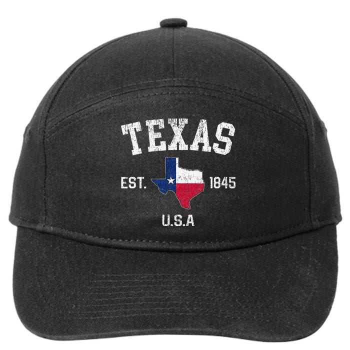 Texas Est 1845 Texas State Flag Map Texan Pride 7-Panel Snapback Hat