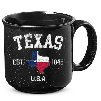 Texas Est 1845 Texas State Flag Map Texan Pride 15oz Campfire Ceramic Mug