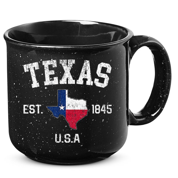 Texas Est 1845 Texas State Flag Map Texan Pride 15oz Campfire Ceramic Mug