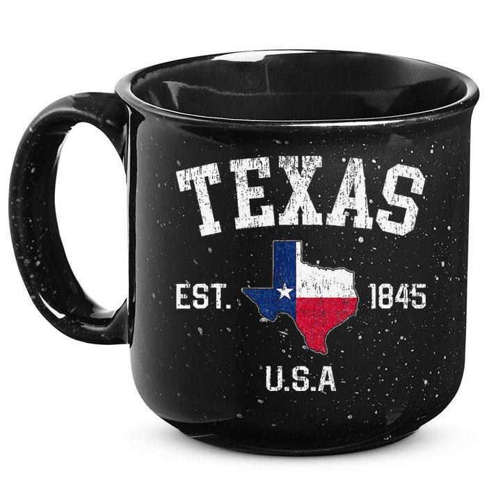 Texas Est 1845 Texas State Flag Map Texan Pride 15oz Campfire Ceramic Mug